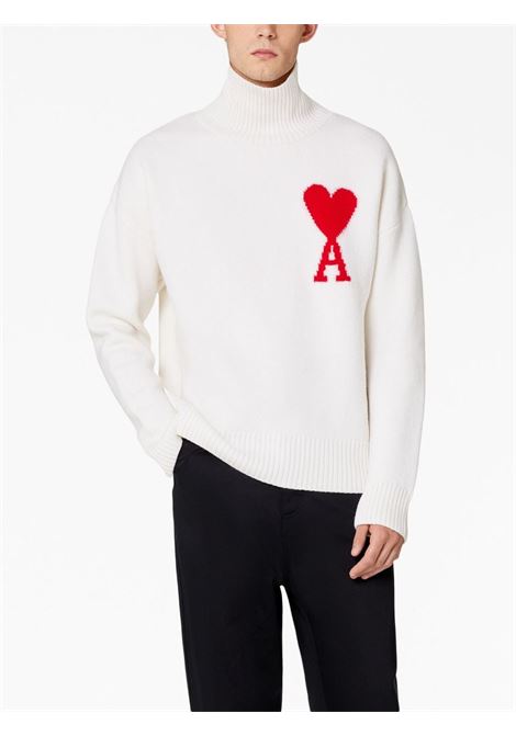 Maglione Ami de Coeur a collo alto in bianco - unisex AMI PARIS | BFUKS402018154